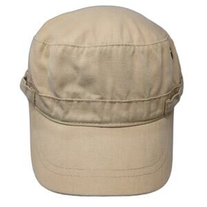 DPC Army Cap Beige One Size Cotton Hat Metal Eyelets Strapback Solid Blank